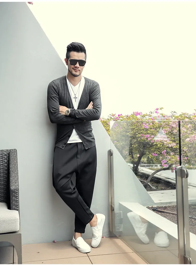 Men's Spring Thin Woolen Knitted Slim Cardigan