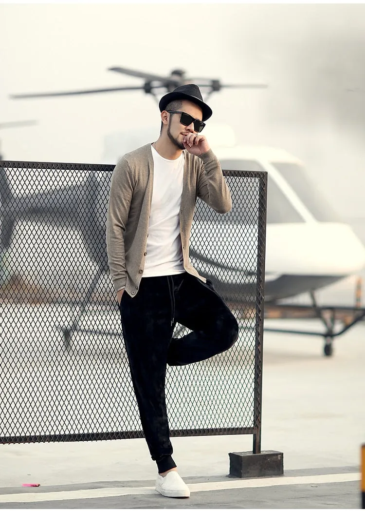 Men's Spring Thin Woolen Knitted Slim Cardigan