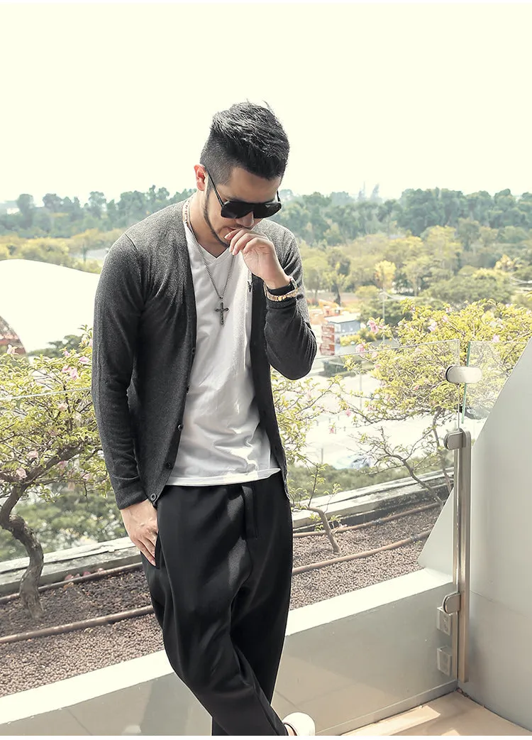Men's Spring Thin Woolen Knitted Slim Cardigan