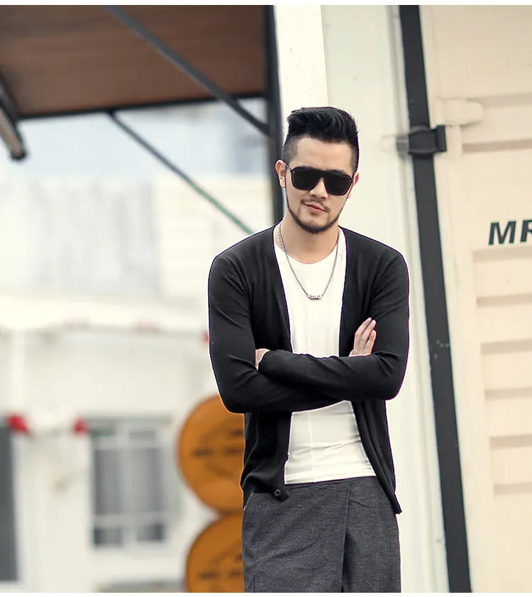 Men's Spring Thin Woolen Knitted Slim Cardigan