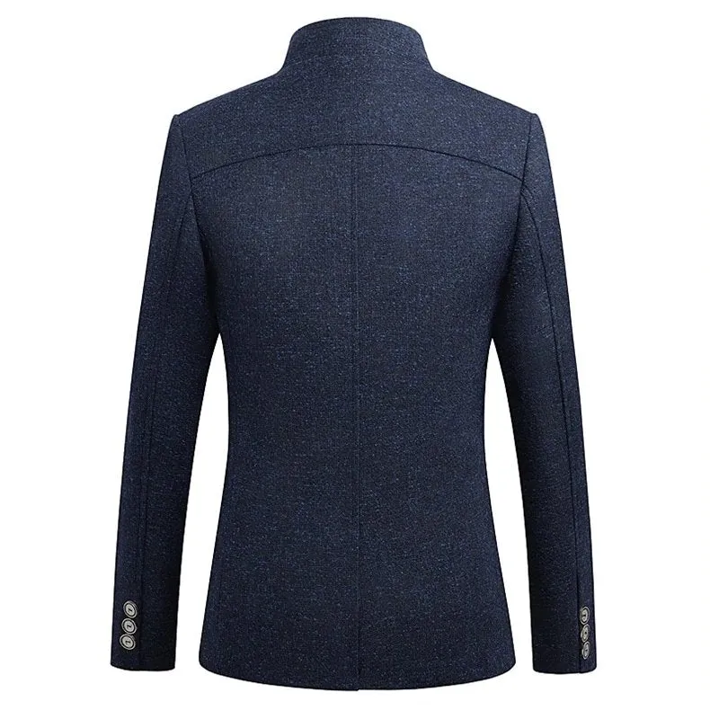 Men's Spring/Autumn Business Slim Fit Blazer With Stand Collar
