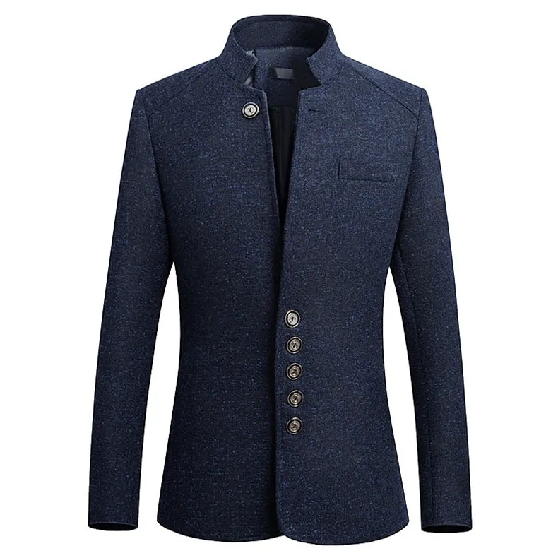 Men's Spring/Autumn Business Slim Fit Blazer With Stand Collar