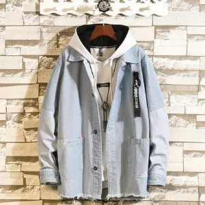Men's Spring/Autumn Casual Denim Patchwork Long-Sleeved Jacket