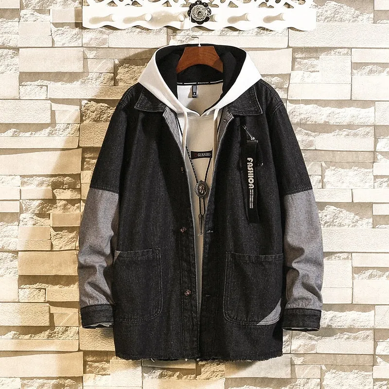 Men's Spring/Autumn Casual Denim Patchwork Long-Sleeved Jacket