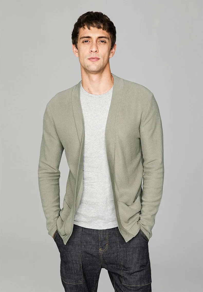Men's Spring/Autumn Cotton Slim Fit Cardigan With Pockets