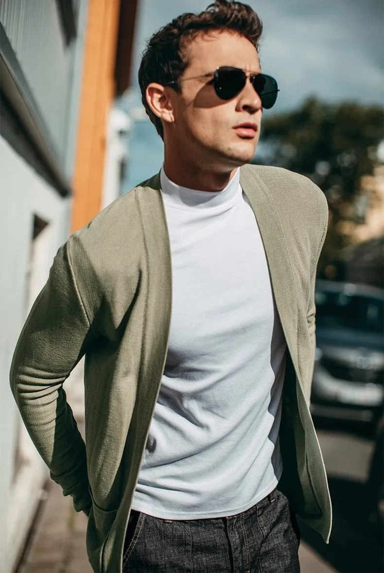 Men's Spring/Autumn Cotton Slim Fit Cardigan With Pockets