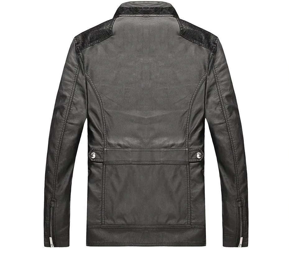 Men's Spring/Autumn PU Leather Designer Jacket Made By 3D-Cutting Technology