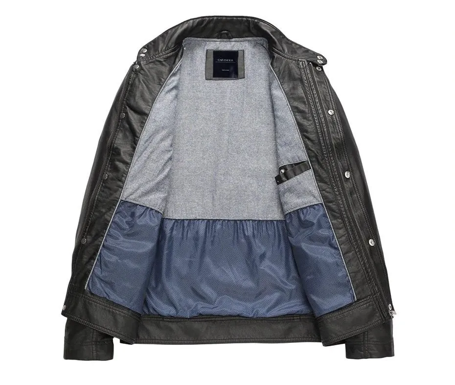 Men's Spring/Autumn PU Leather Designer Jacket Made By 3D-Cutting Technology