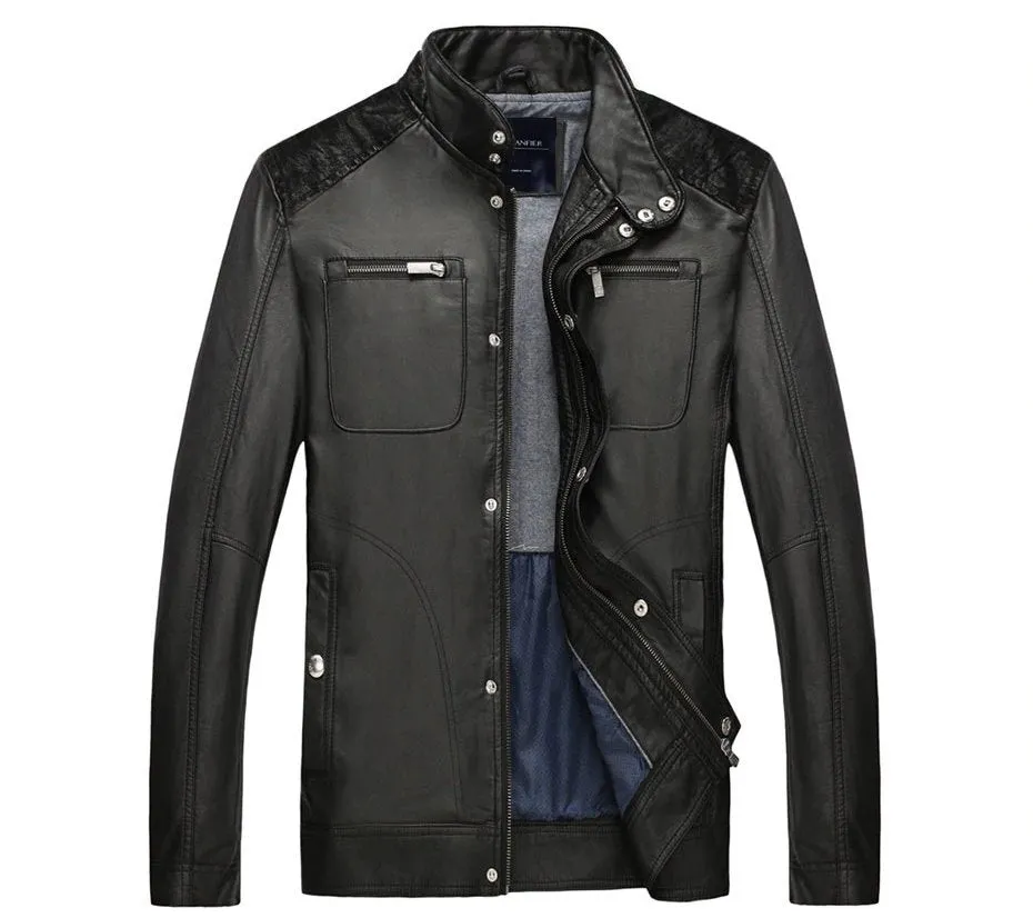 Men's Spring/Autumn PU Leather Designer Jacket Made By 3D-Cutting Technology