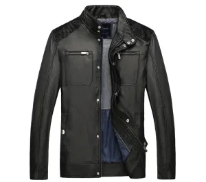 Men's Spring/Autumn PU Leather Designer Jacket Made By 3D-Cutting Technology