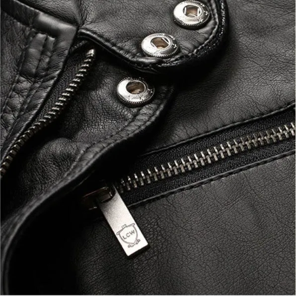 Men's Spring/Autumn PU Leather Designer Jacket Made By 3D-Cutting Technology