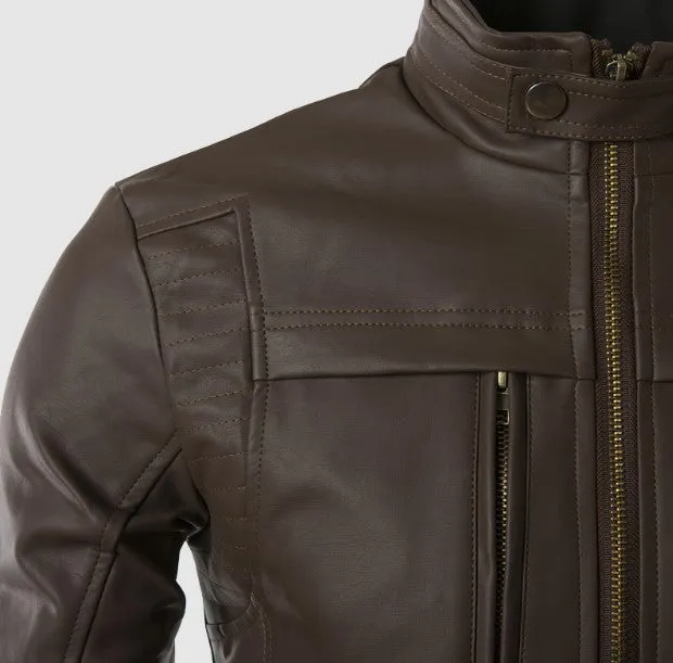 Men's Spring/Autumn PU Leather Slim Fit Jacket With Stand Collar