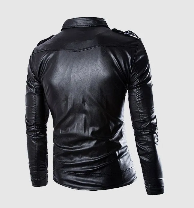 Men's Spring/Autumn PU Leather Slim Fit Jacket With Stand Collar