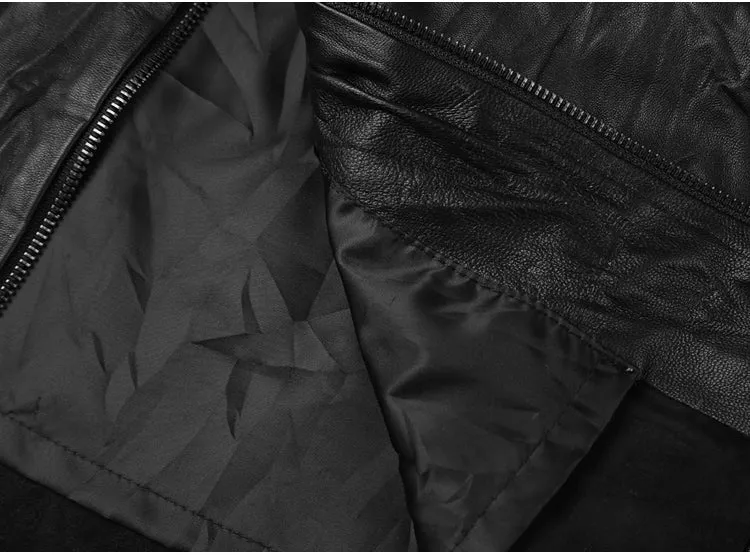 Men's Spring/Autumn Retro Genuine Leather Zippered Slim Jacket With Stand Collar