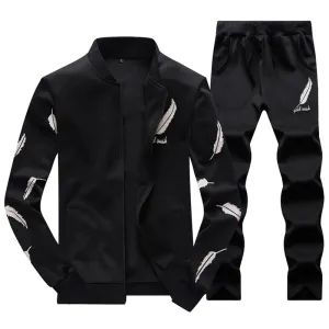 Men's Spring/Autumn Tracksuit With Bird Feather Print