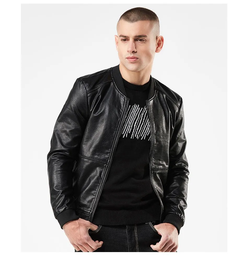 Men's Spring/Autumn Windproof PU Leather Rider Jacket | Men's Bomber