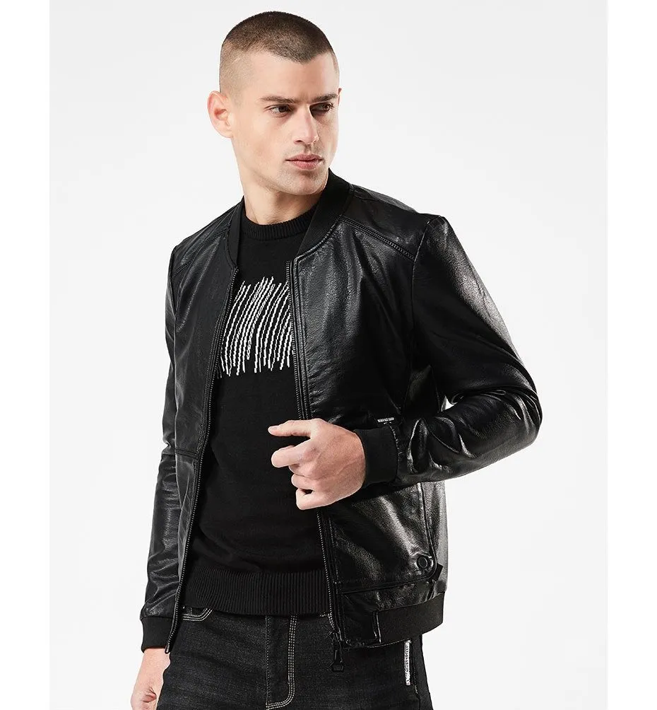 Men's Spring/Autumn Windproof PU Leather Rider Jacket | Men's Bomber