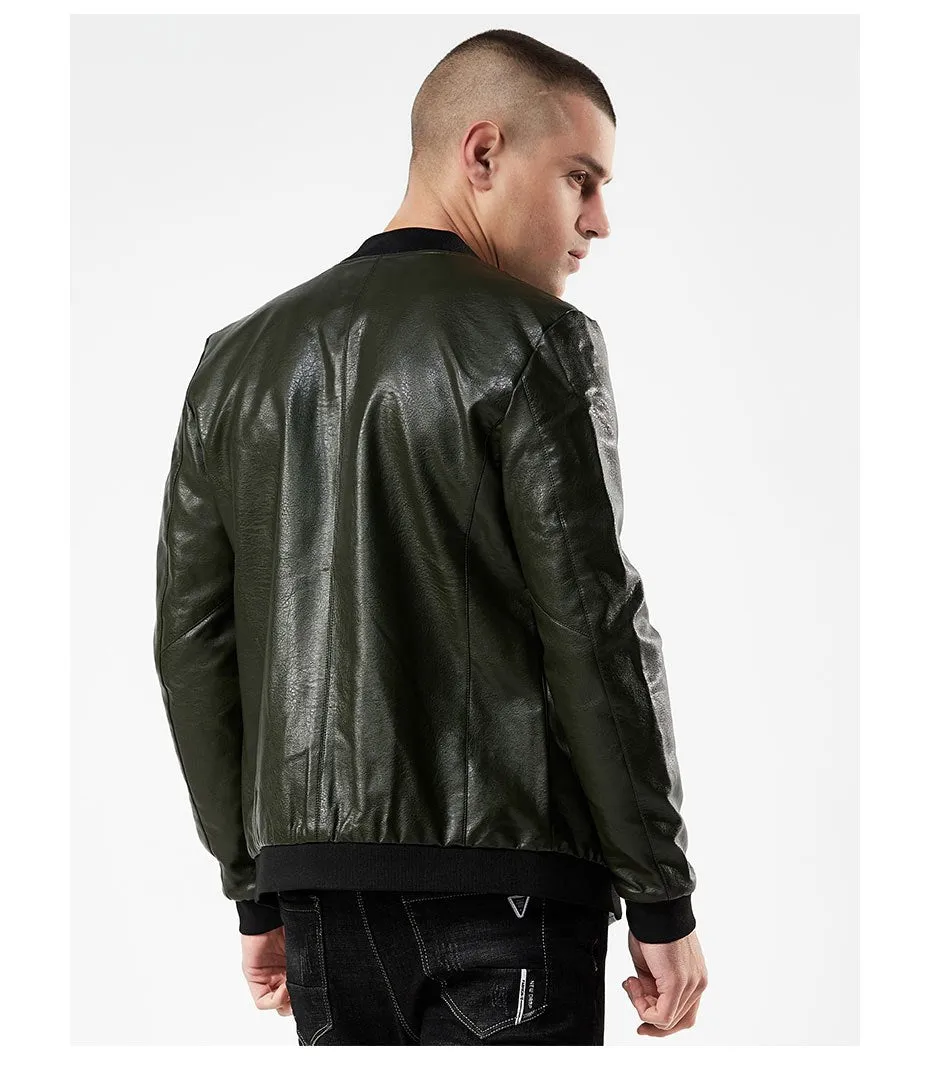 Men's Spring/Autumn Windproof PU Leather Rider Jacket | Men's Bomber