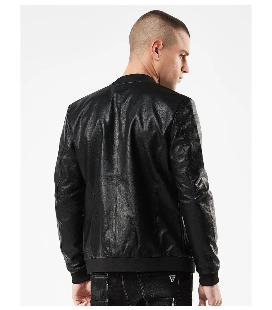Men's Spring/Autumn Windproof PU Leather Rider Jacket | Men's Bomber