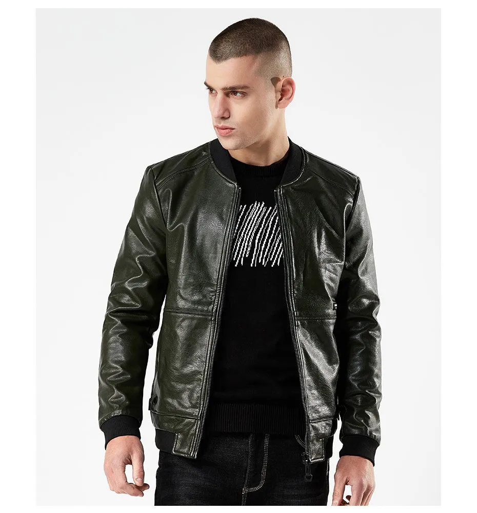 Men's Spring/Autumn Windproof PU Leather Rider Jacket | Men's Bomber