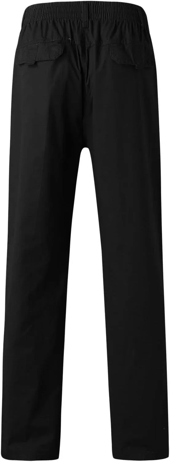 Mens Straight Sweatpants Plus Size Elastic Waist Casual Trousers Baggy Lounge Cotton Overall Track Pants Workwear