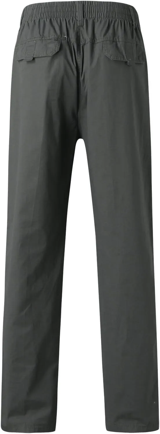 Mens Straight Sweatpants Plus Size Elastic Waist Casual Trousers Baggy Lounge Cotton Overall Track Pants Workwear