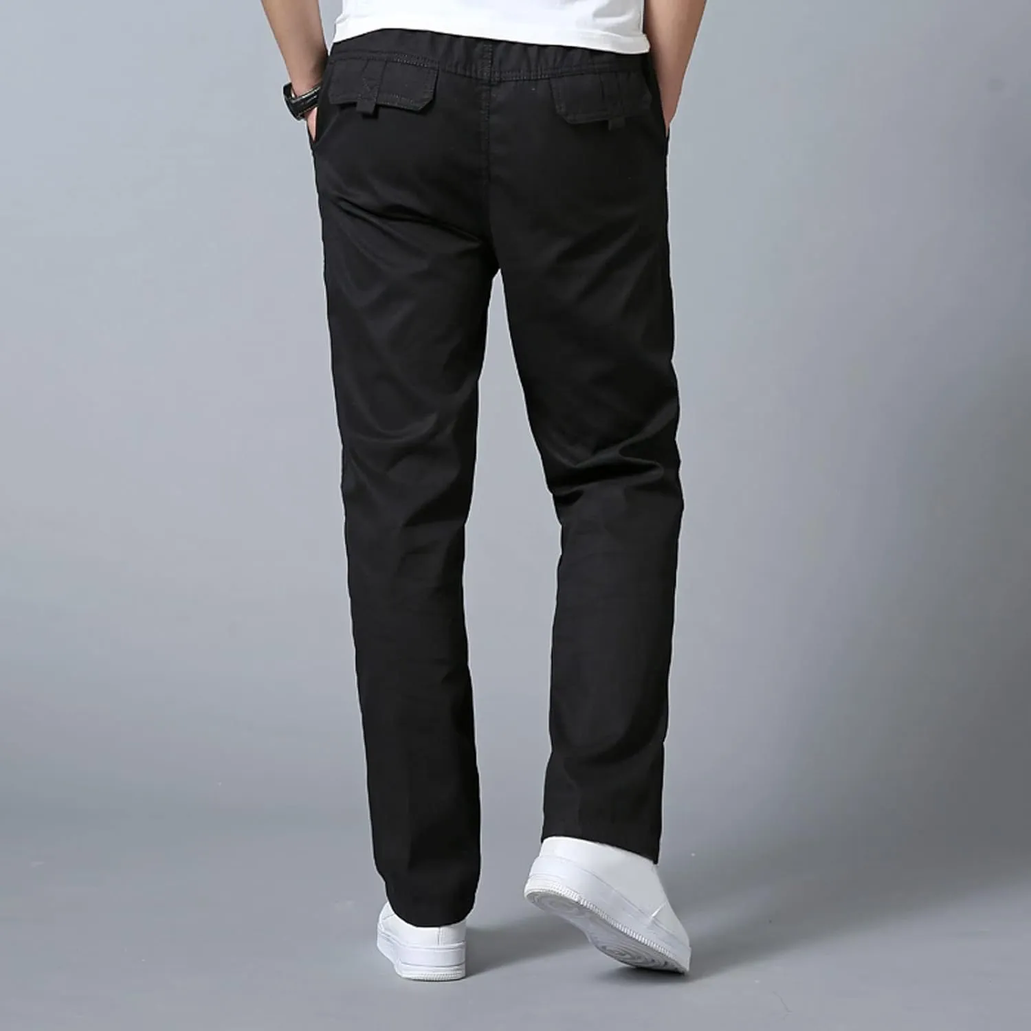 Mens Straight Sweatpants Plus Size Elastic Waist Casual Trousers Baggy Lounge Cotton Overall Track Pants Workwear