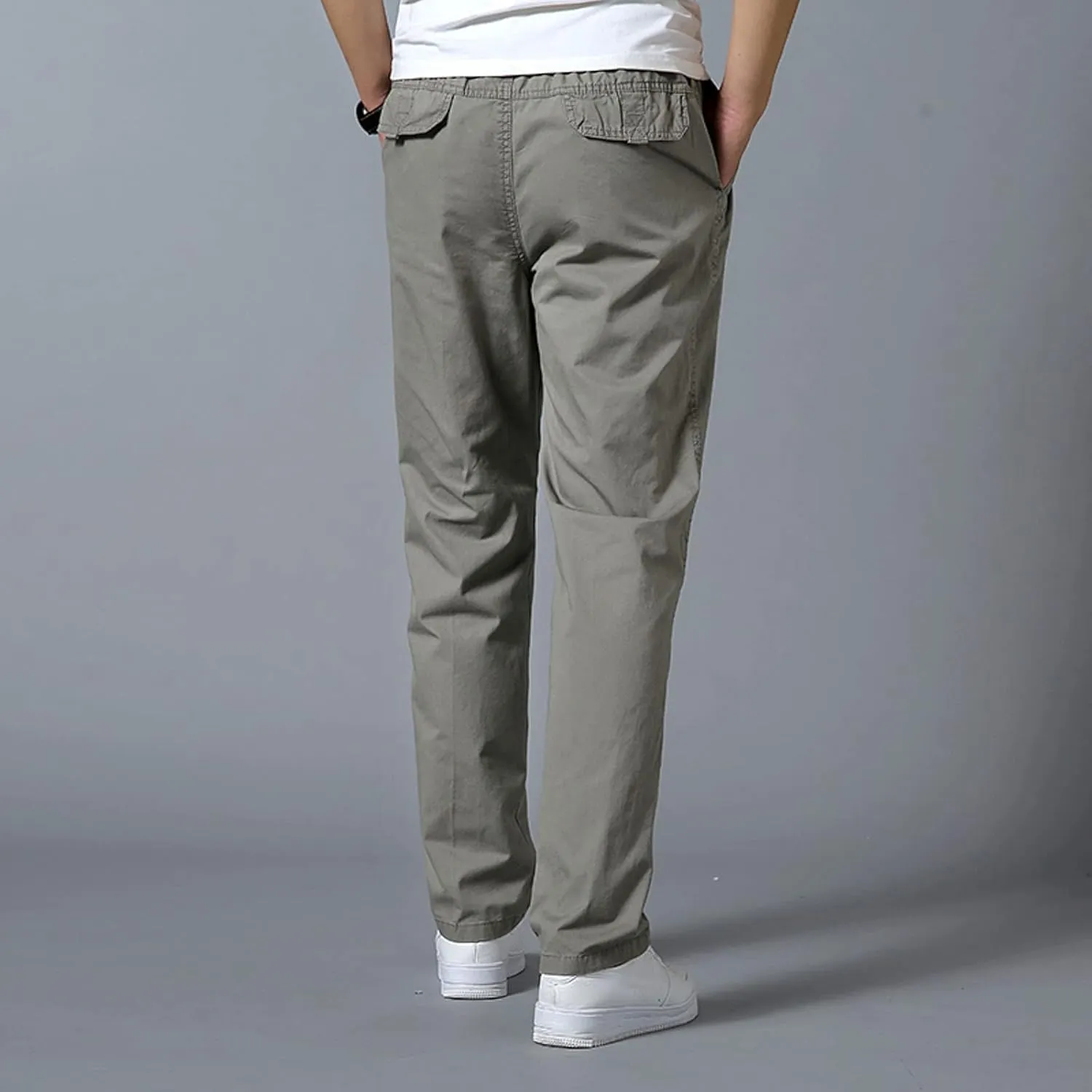 Mens Straight Sweatpants Plus Size Elastic Waist Casual Trousers Baggy Lounge Cotton Overall Track Pants Workwear