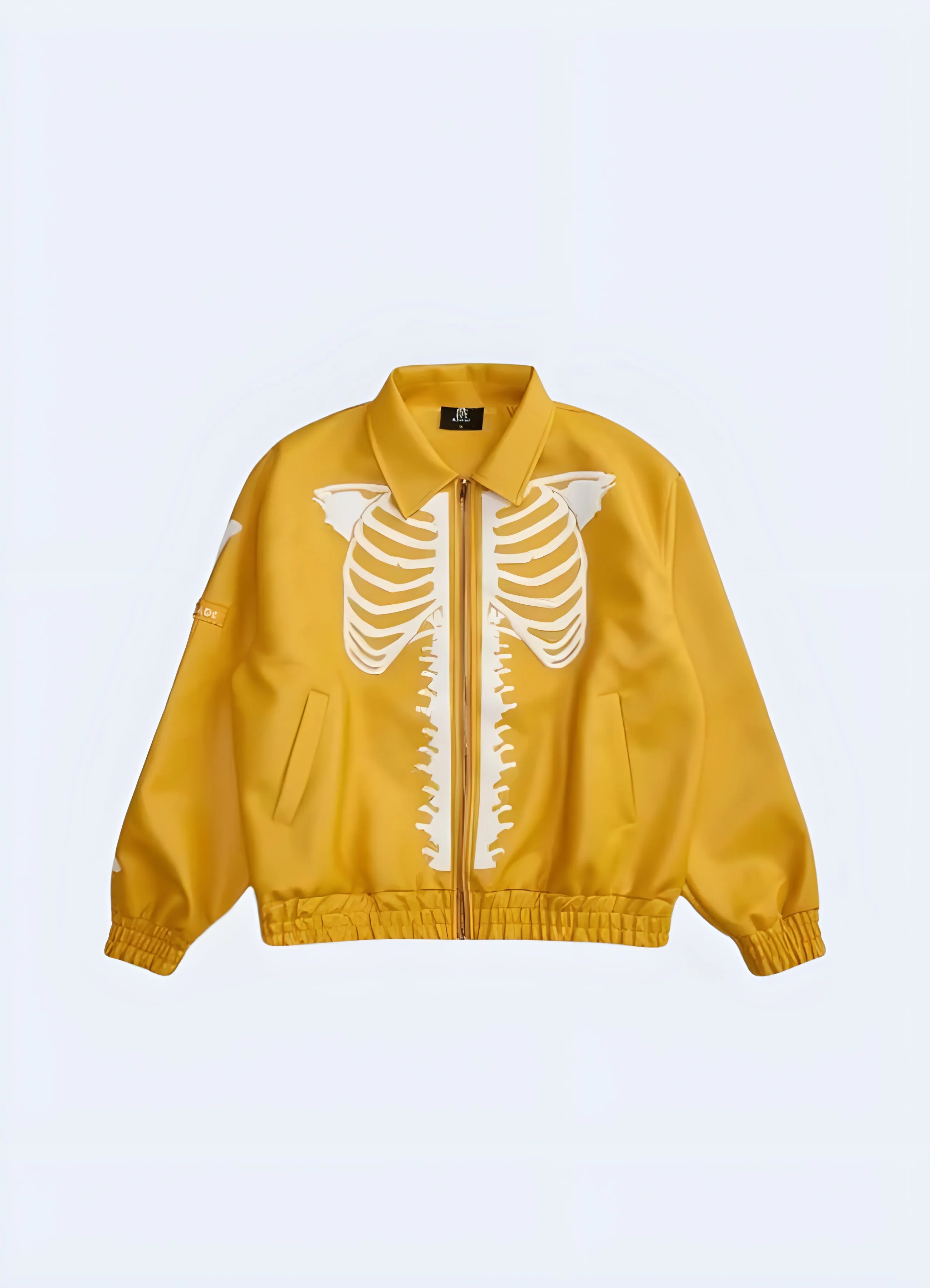 Men's Street Leather Jacket Embroidered Skeleton