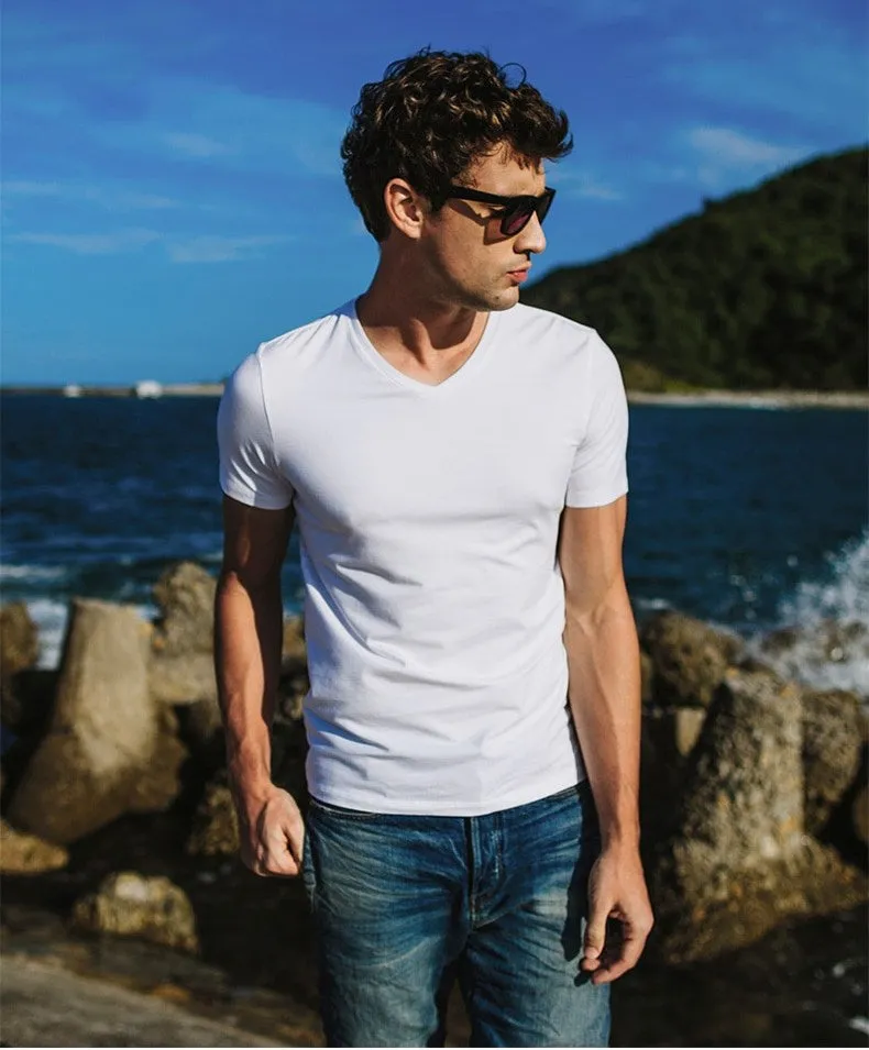 Men's Summer Casual Basic V-Neck T-Shirt