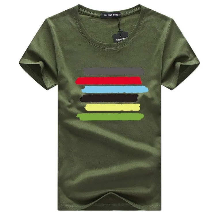 Men's Summer Cotton O-Neck T-Shirt With Multicolor Stripes