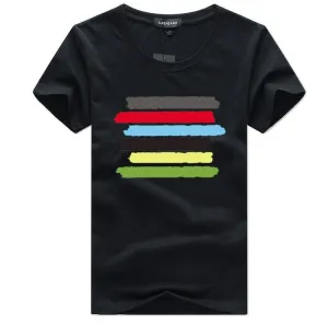 Men's Summer Cotton O-Neck T-Shirt With Multicolor Stripes