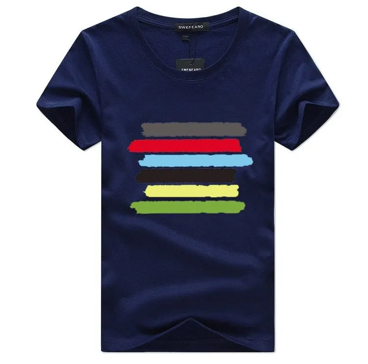 Men's Summer Cotton O-Neck T-Shirt With Multicolor Stripes