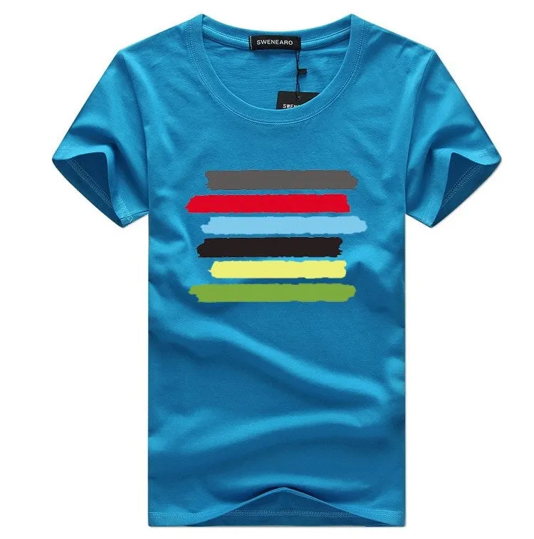 Men's Summer Cotton O-Neck T-Shirt With Multicolor Stripes