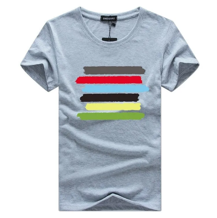 Men's Summer Cotton O-Neck T-Shirt With Multicolor Stripes