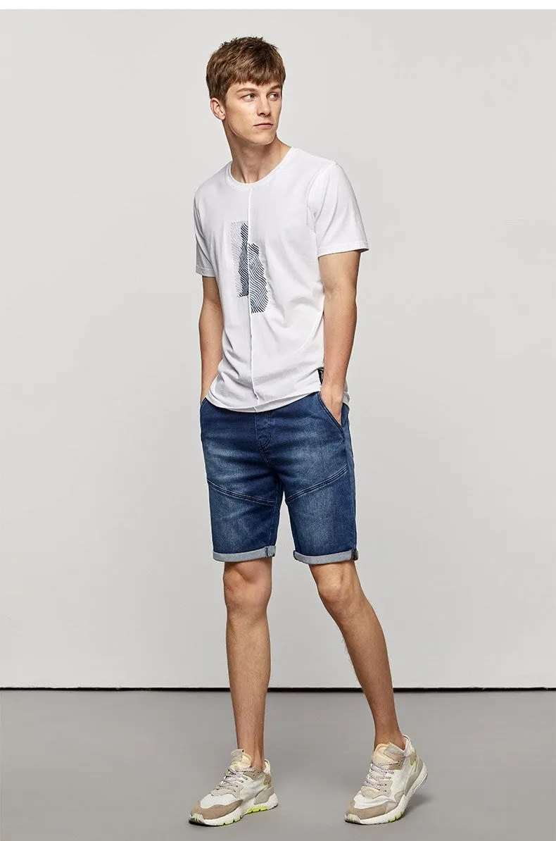 Men's Summer Cotton Patchwork Short-Sleeved T-Shirt