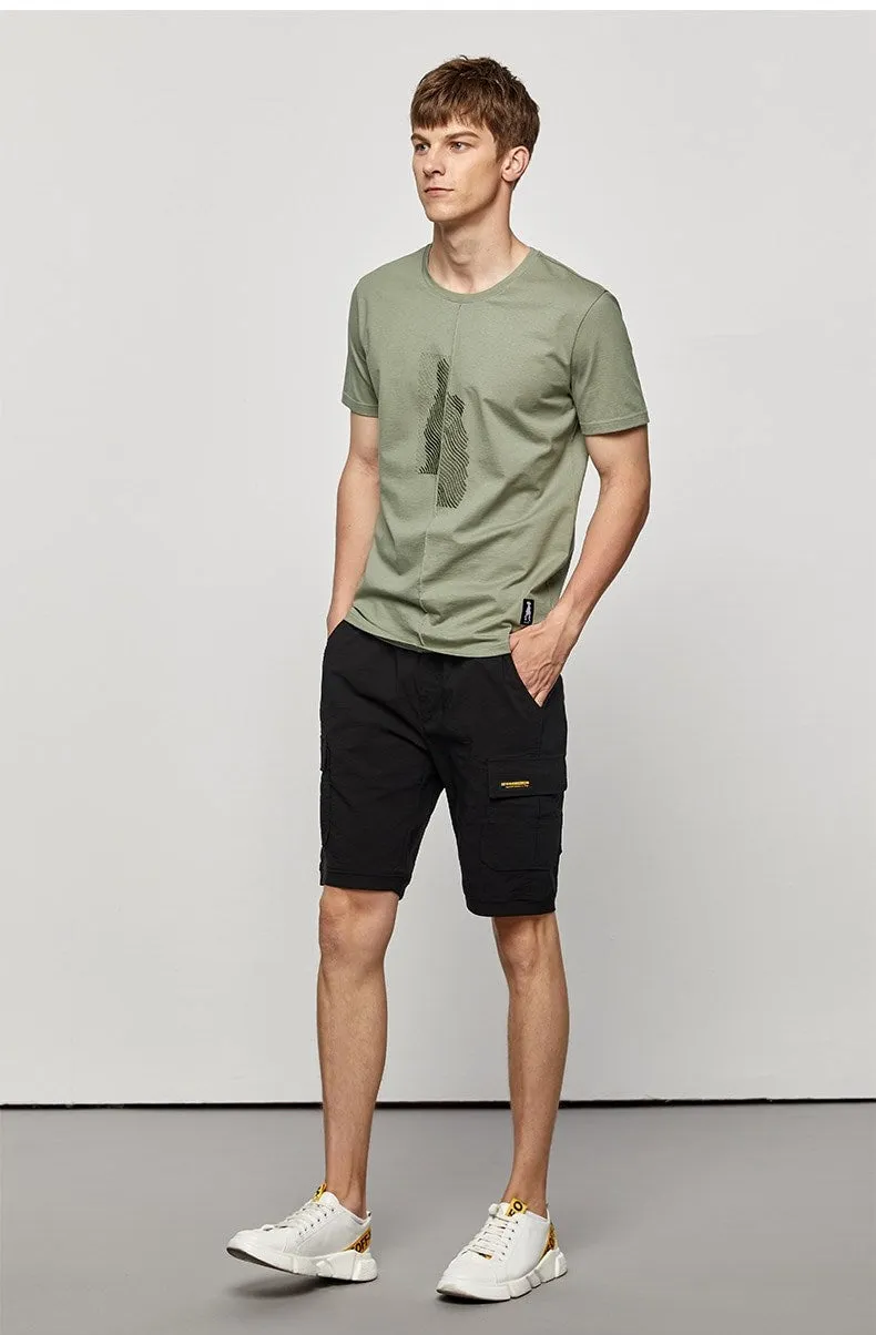 Men's Summer Cotton Patchwork Short-Sleeved T-Shirt