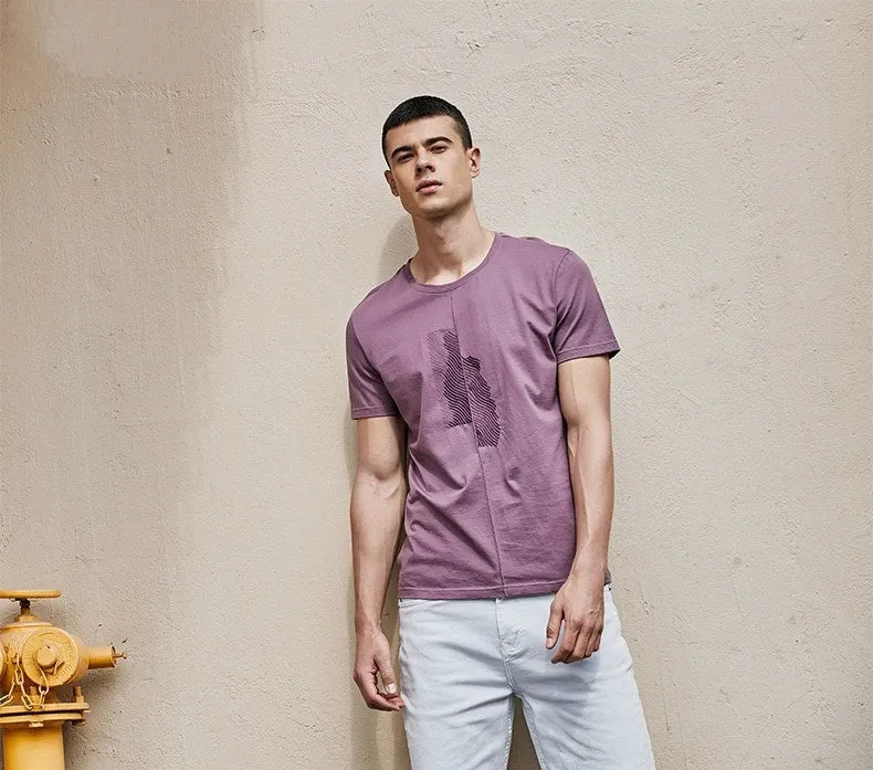 Men's Summer Cotton Patchwork Short-Sleeved T-Shirt