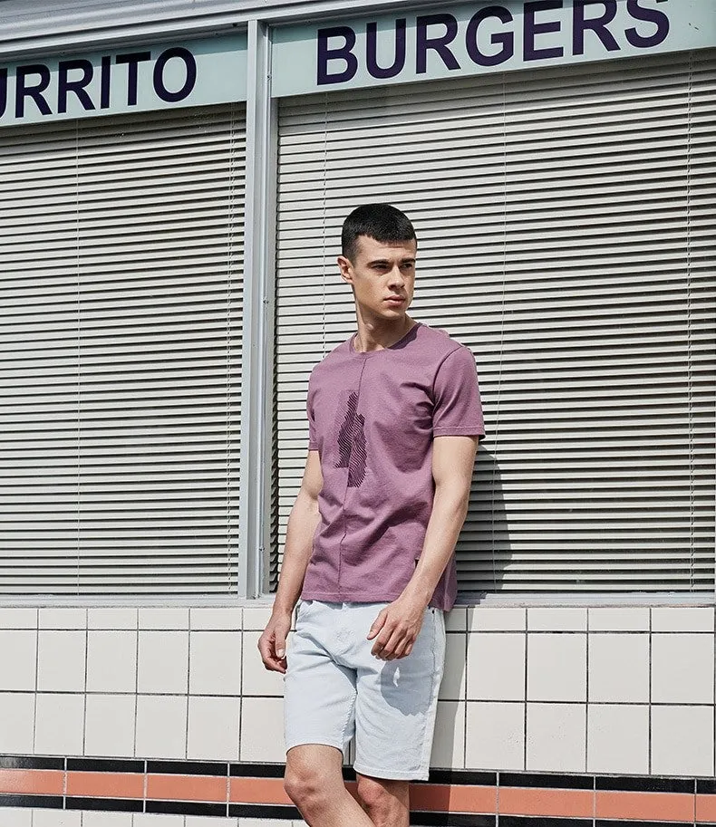 Men's Summer Cotton Patchwork Short-Sleeved T-Shirt