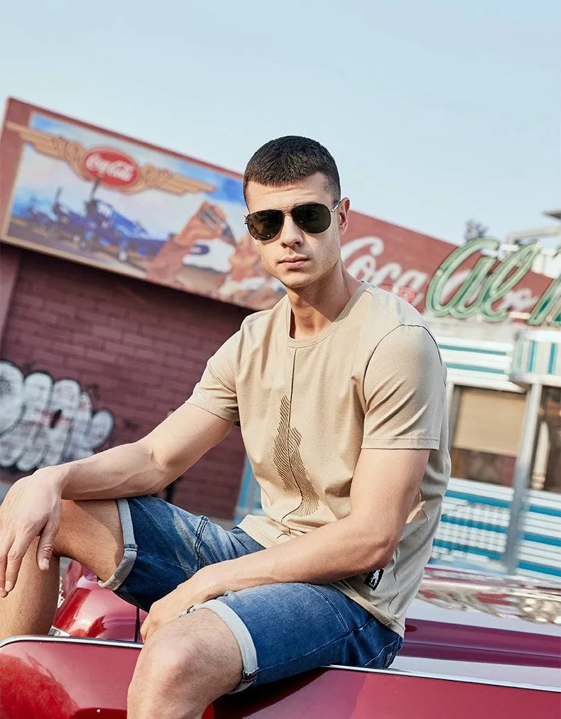 Men's Summer Cotton Patchwork Short-Sleeved T-Shirt
