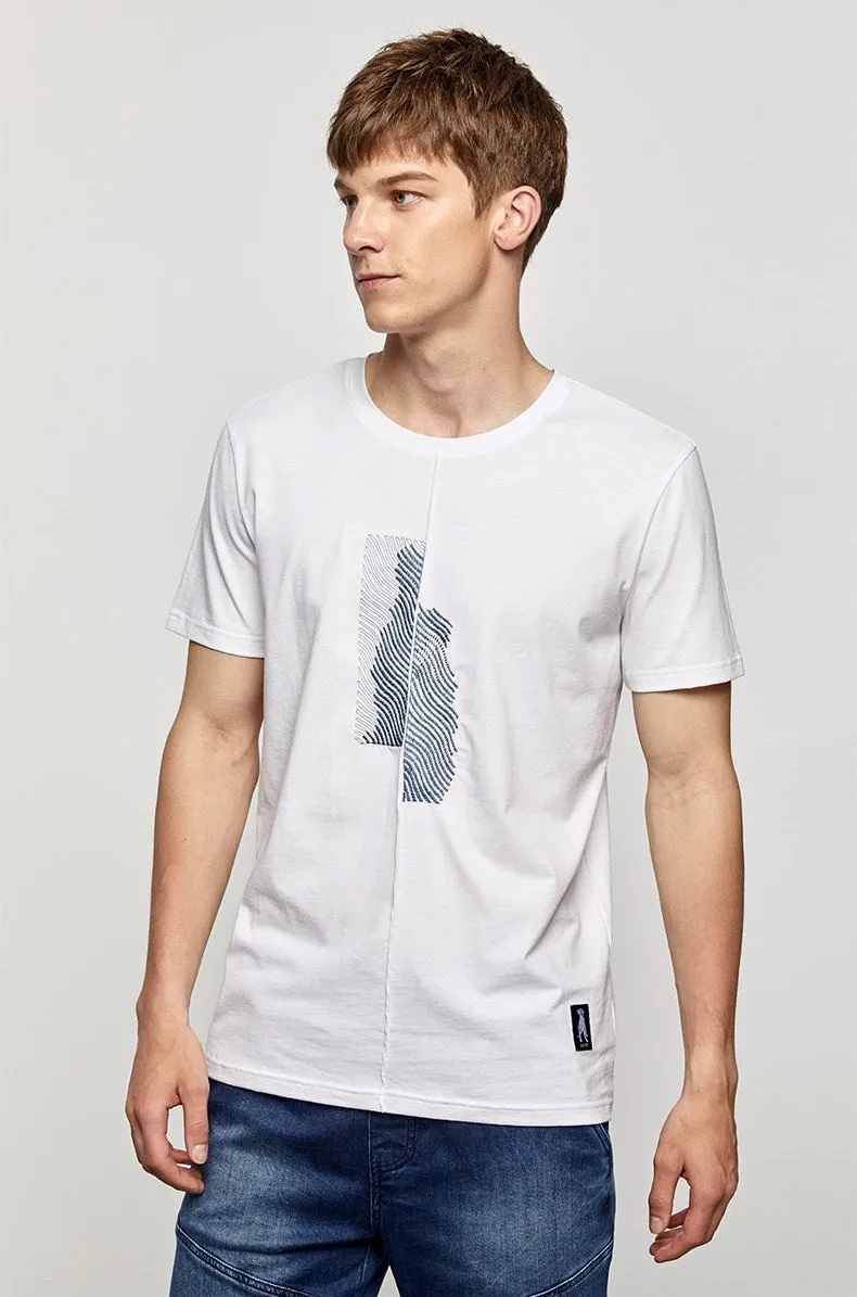 Men's Summer Cotton Patchwork Short-Sleeved T-Shirt