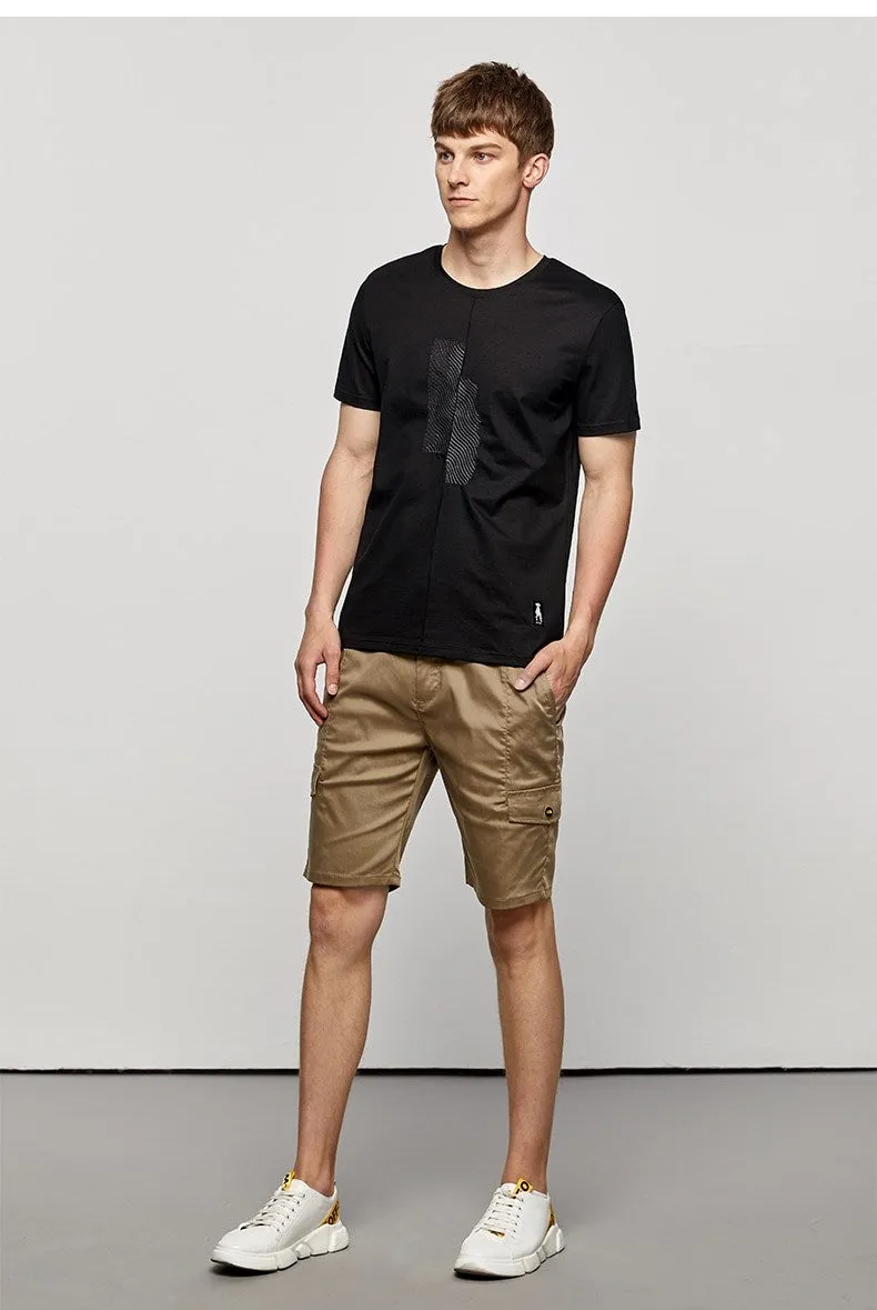 Men's Summer Cotton Patchwork Short-Sleeved T-Shirt