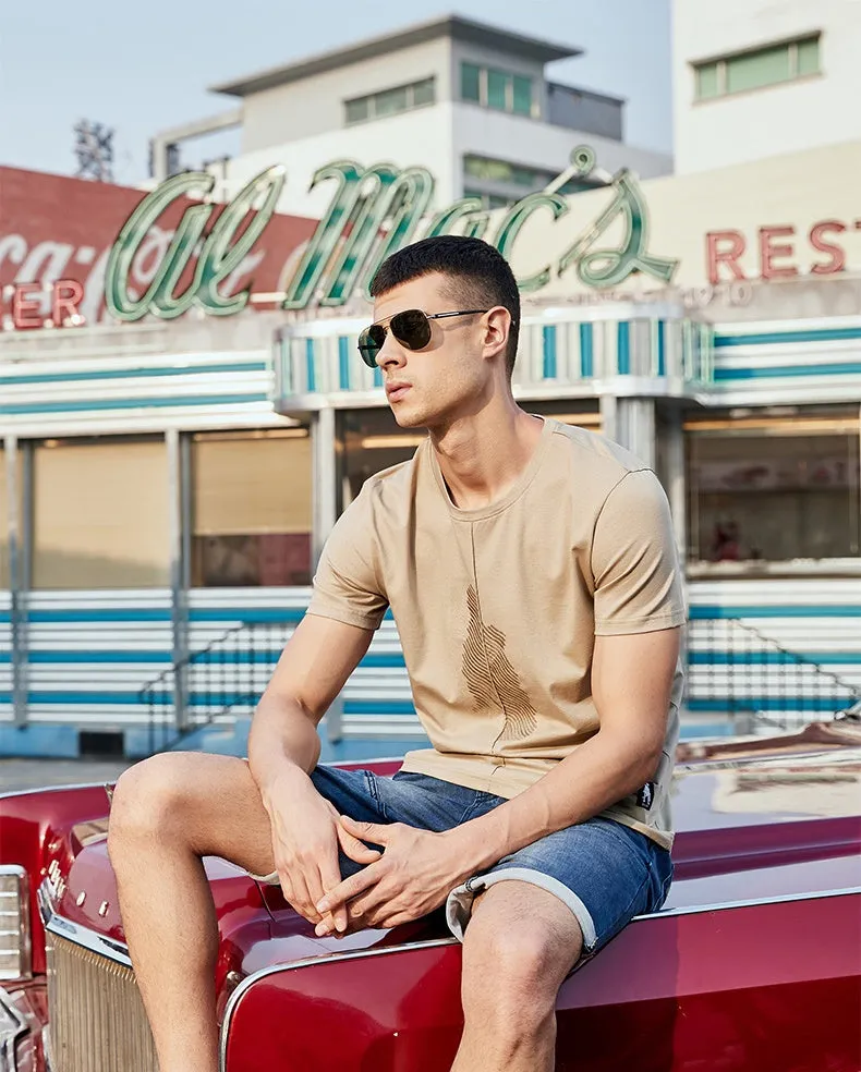Men's Summer Cotton Patchwork Short-Sleeved T-Shirt