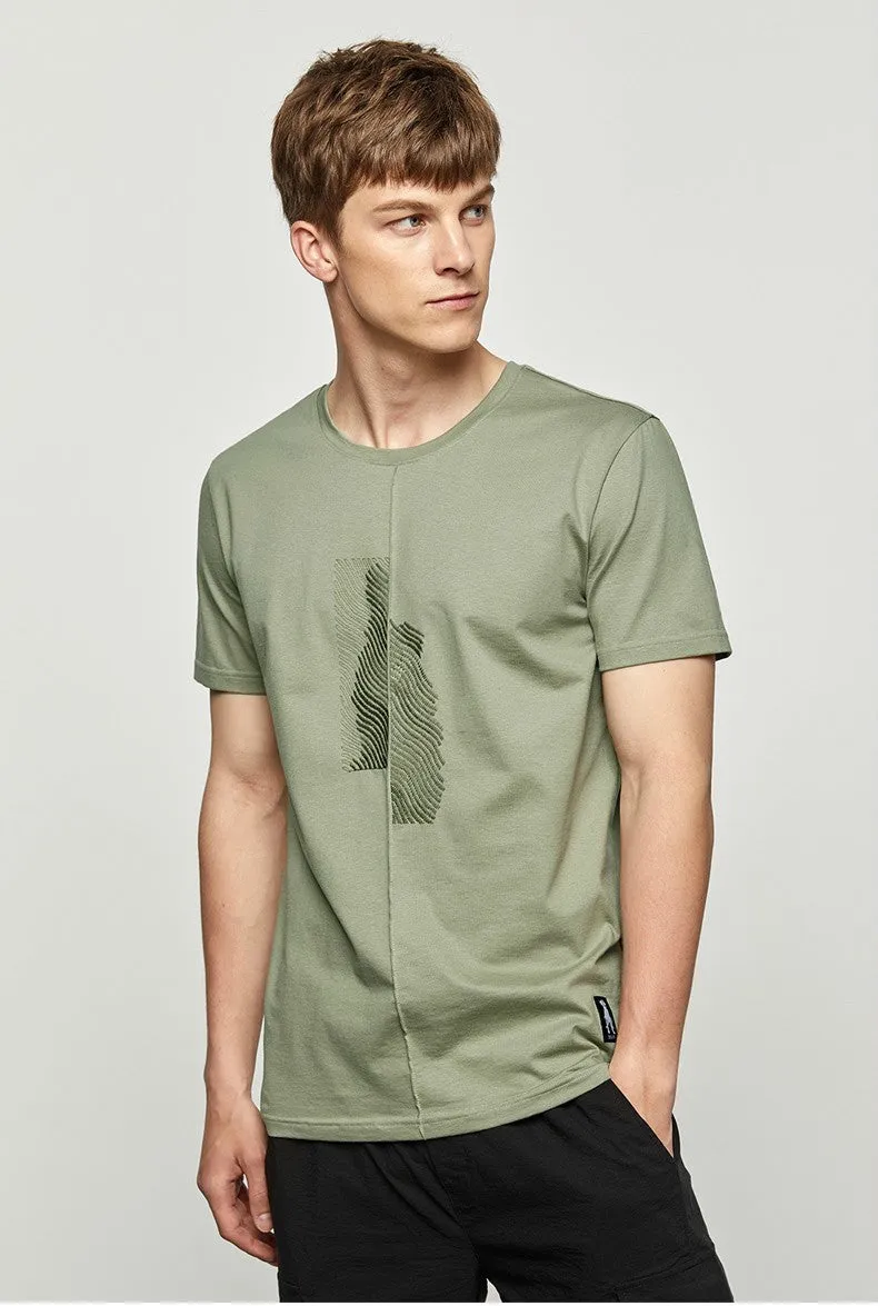 Men's Summer Cotton Patchwork Short-Sleeved T-Shirt