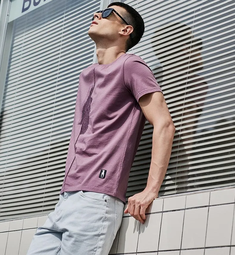Men's Summer Cotton Patchwork Short-Sleeved T-Shirt