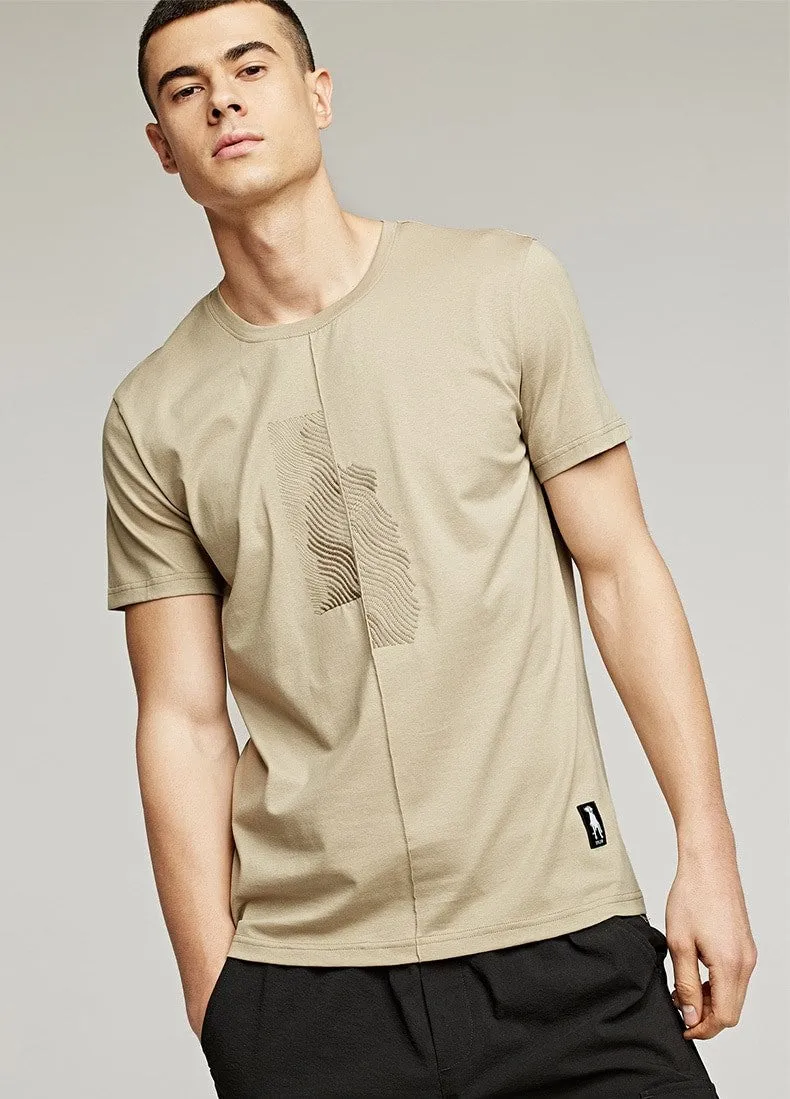 Men's Summer Cotton Patchwork Short-Sleeved T-Shirt