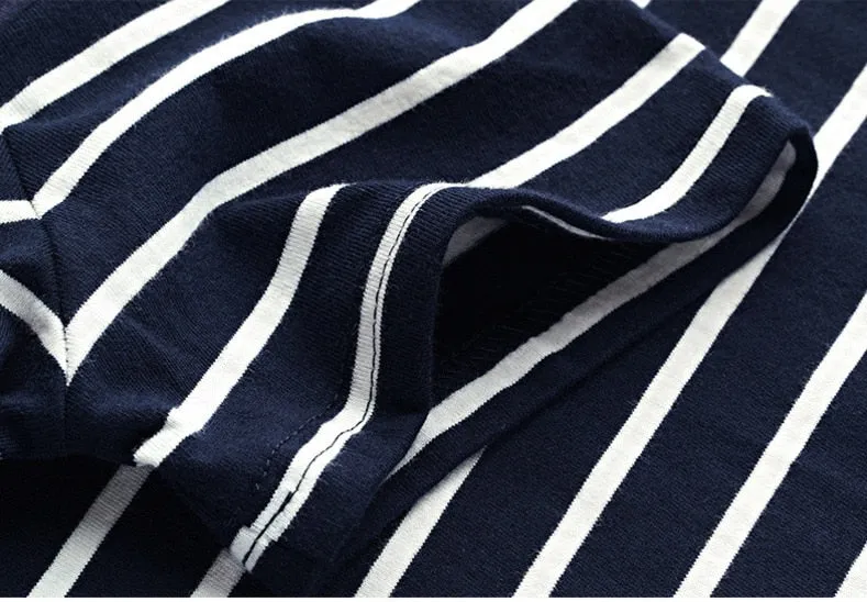 Men's Summer Cotton Striped Slim Polo T-Shirt