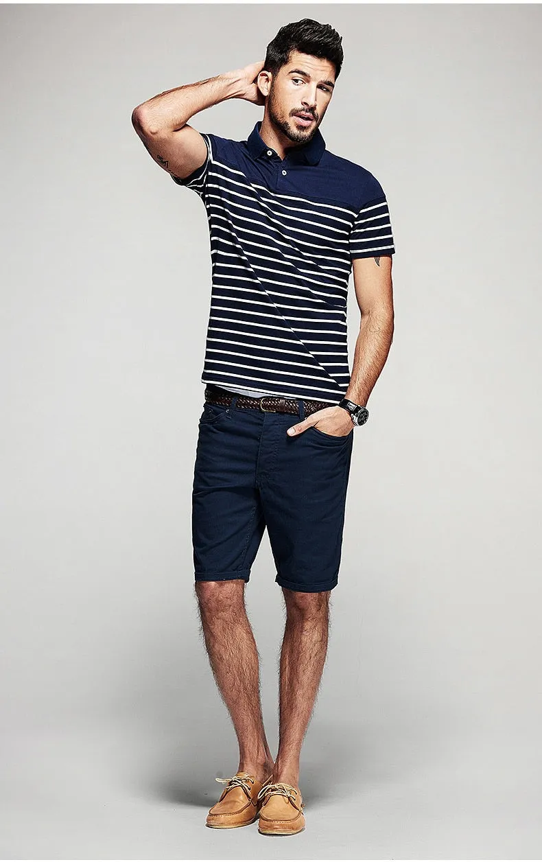 Men's Summer Cotton Striped Slim Polo T-Shirt