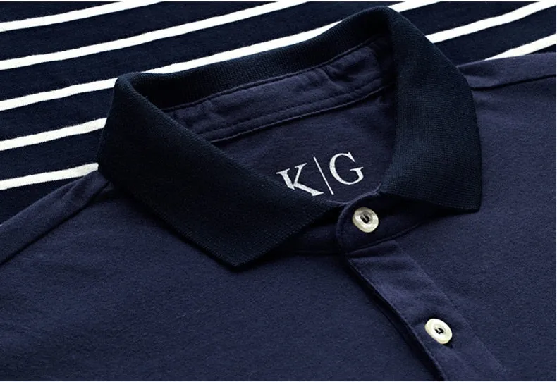 Men's Summer Cotton Striped Slim Polo T-Shirt