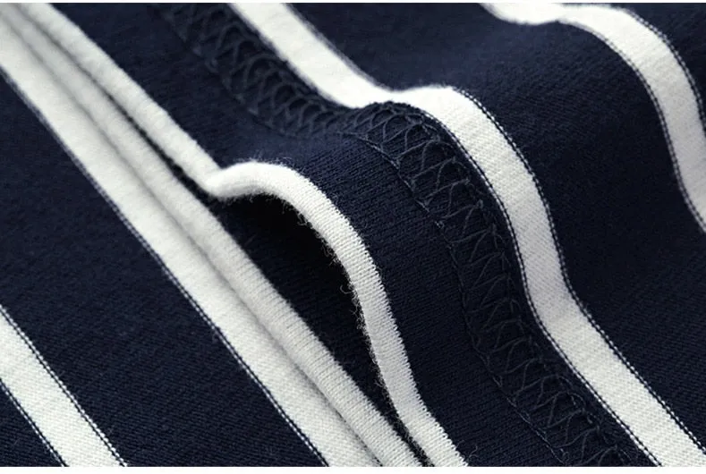 Men's Summer Cotton Striped Slim Polo T-Shirt